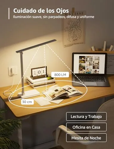 Lepro ▫️ Lâmpada de Secretária LED 800 LM Regulável Branca 3