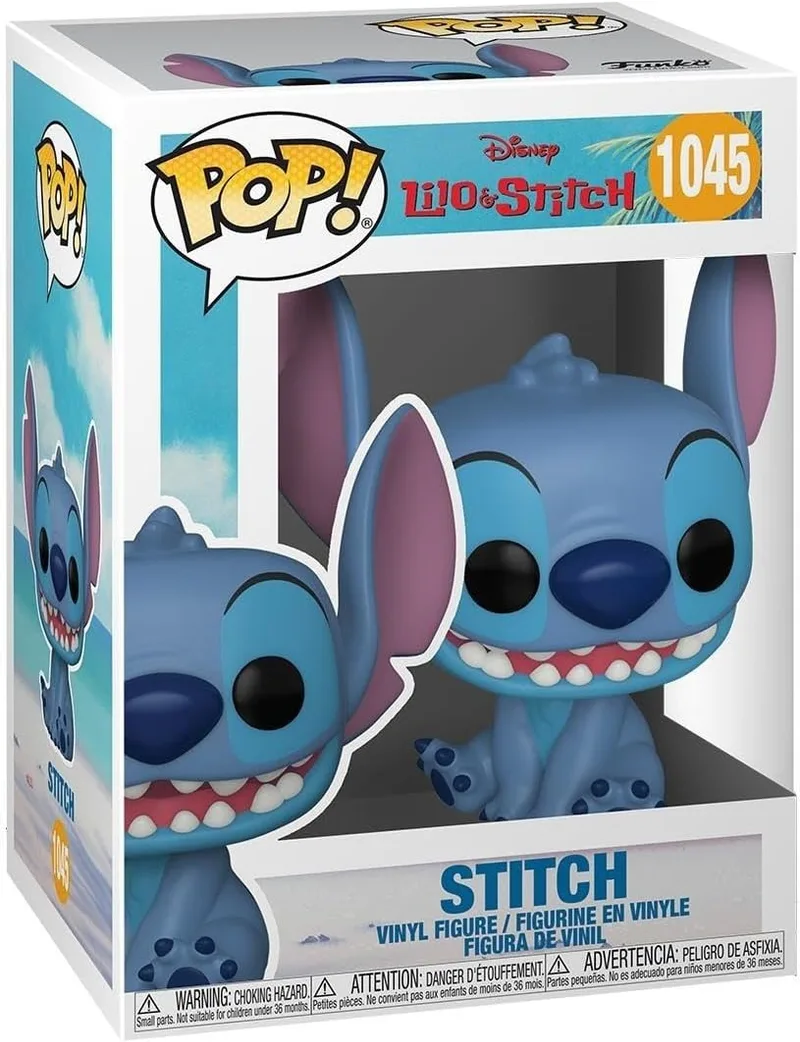 Funko ▫️ Pop! Disney: Stitch sentado sorridente - Lilo e Stitch - Figura de vinil colecionável - Ideia para presente - Mercadoria oficial - Brinquedos para crianças e adultos - Fãs de cinema