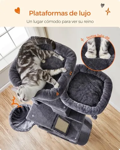 Feandrea ▫️ Árvore de Arranhar para Gatos Grandes, 203,5 cm de altura, com vários níveis 3