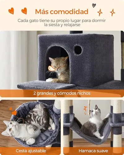 Feandrea ▫️ Árvore de Arranhar para Gatos Grandes, 203,5 cm de altura, com vários níveis 4