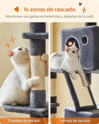 Feandrea ▫️ Árvore de Arranhar para Gatos Grandes, 203,5 cm de altura, com vários níveis 5