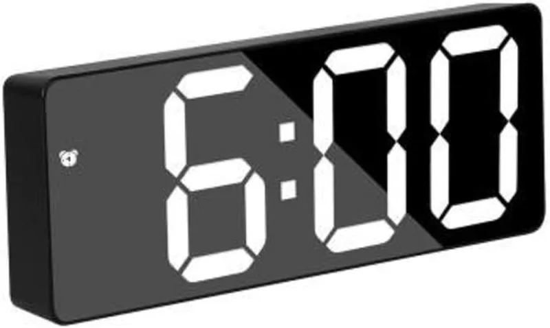 Alarm ▫️ e TSV Mirror Clock Relógio digital com ecrã LED, temperatura, soneca, calendário ajustável, porta USB, luz nocturna