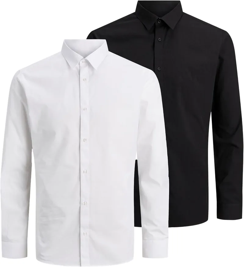JACK & JONES ▫️ Jjjoe LS - T-shirt de manga curta (2 unidades) Camisa de homem (conjunto de 2)