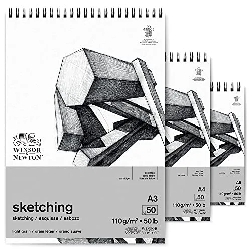 Winsor & Newton ▫️ Papel - Bloco de papel de esboço com espiral, extra branco, 110 g, A3, 50 folhas 3
