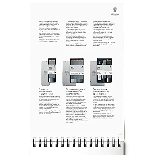 Winsor & Newton ▫️ Papel - Bloco de papel de esboço com espiral, extra branco, 110 g, A3, 50 folhas 4