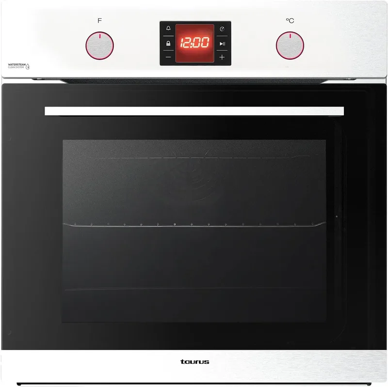 Taurus ▫️ HM973IXD - Forno de encastrar programável de 73 L, 2900 W, temporizador digital, 10 funções, inclui tabuleiro e grelha, até 250 °C, sistema de limpeza WaterSteam, Preto