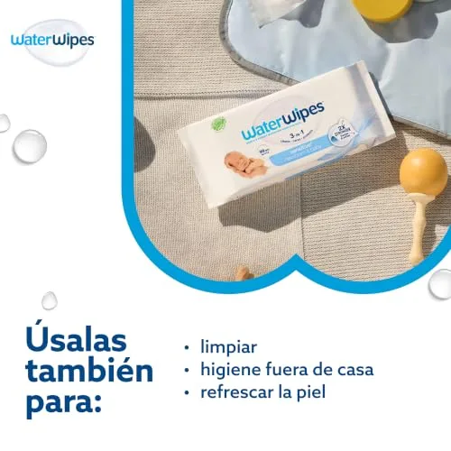 WaterWipes ▫️ Sensitive+ Toalhitas para recém-nascidos e bebés, 720 unidades (embalagem de 12), 3 em 1: limpa, cuida, protege, 99,9% de água, sem perfume 6