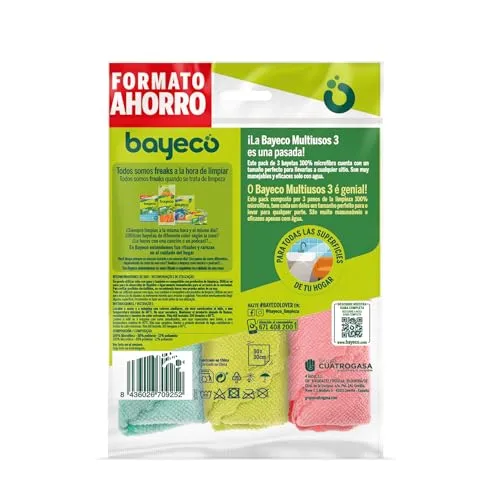 Bayeco ▫️ Conjunto de Panos Multiusos - 100% microfibra - Para todo o tipo de superfícies - Elevada capacidade de absorção e acabamentos sem marcas nem fiapos, apenas com água, 3 unidades (embalagem de 1) 2