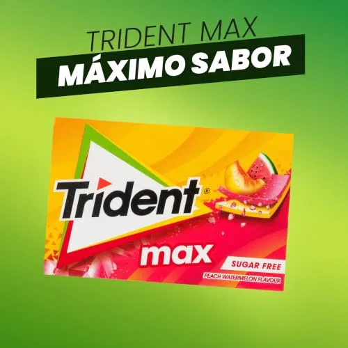 Trident ▫️ Max Pastilhas Elásticas com Sabor a Pêssego e Melancia, Sem Açúcar, Embalagem de 12 unidades 3