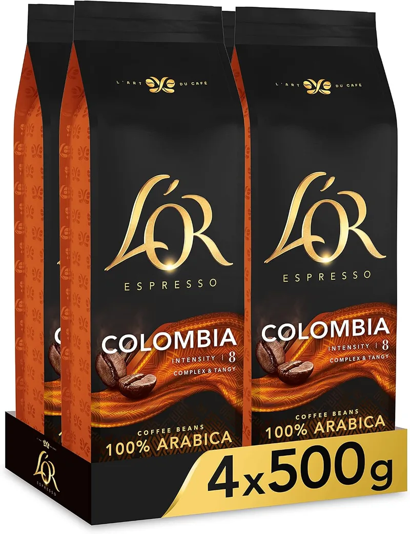 L'OR ▫️ Espresso Colômbia Café em Grão 100% Arábica | 4x500 g | Exclusivo da Amazon
