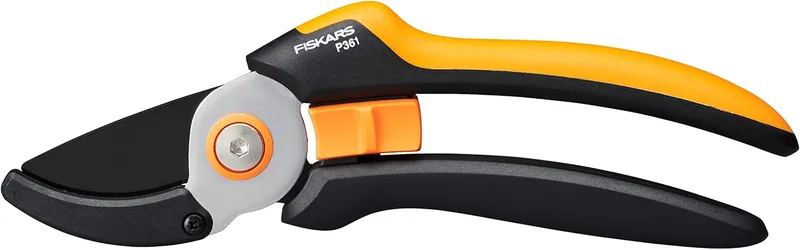 FISKARS ▫️ Anvil Garden Scissors L, Solid, P361, Para galhos e ramos secos, Revestimento antiaderente, Lâminas de aço inoxidável, Comprimento: 20,1 cm, Preto/Laranja, 1057165