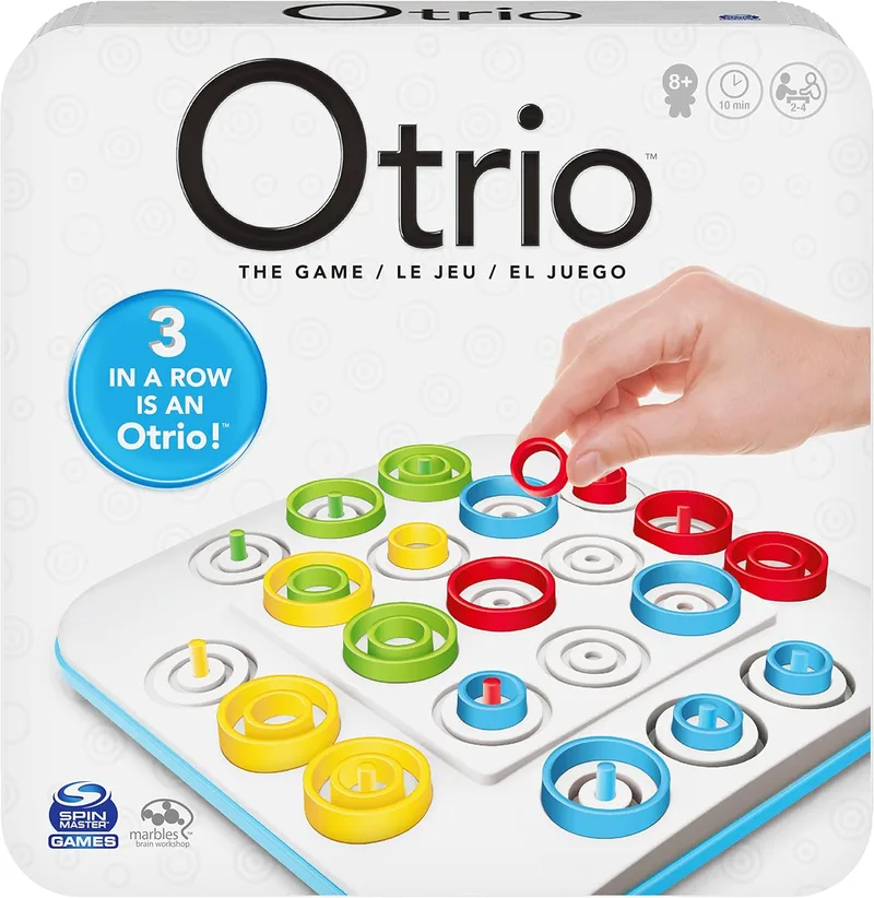 Spin Master Games ▫️ Marbles OTRIO – Nova edição do jogo de tabuleiro estratégico para a família – Alinha as peças numa versão modernizada do Morpion sob a forma de jogo de tabuleiro – Multijogador – Jogo infantil para 8 pessoas
