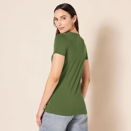 Amazon Essentials ▫️ Camiseta de manga curta com gola redonda e corte reto para mulher, embalagens múltiplas 4