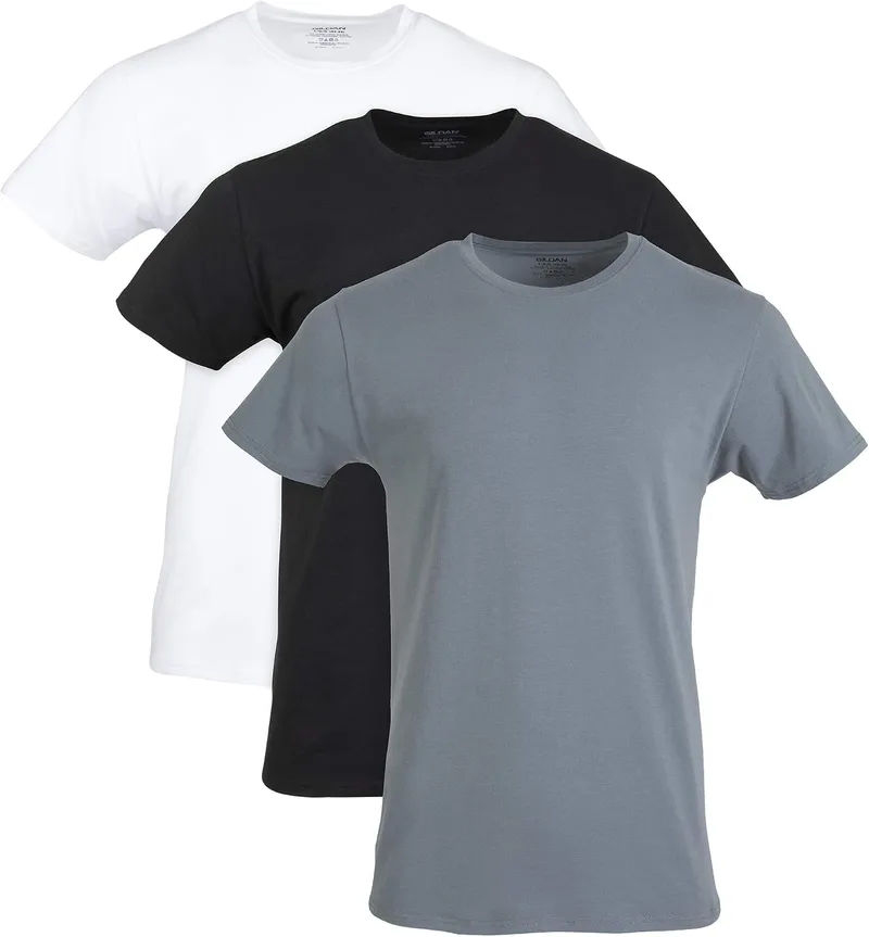 Gildan ▫️ Camisolas elásticas de algodão pacote com várias peças de roupa interior (pacote de 3) para homem