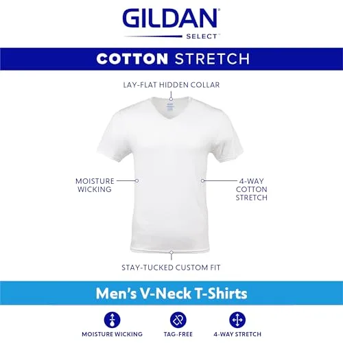Gildan ▫️ Camisola de algodão elástico com decote em V para usar por baixo da roupa (conjunto de 3) para homem 3