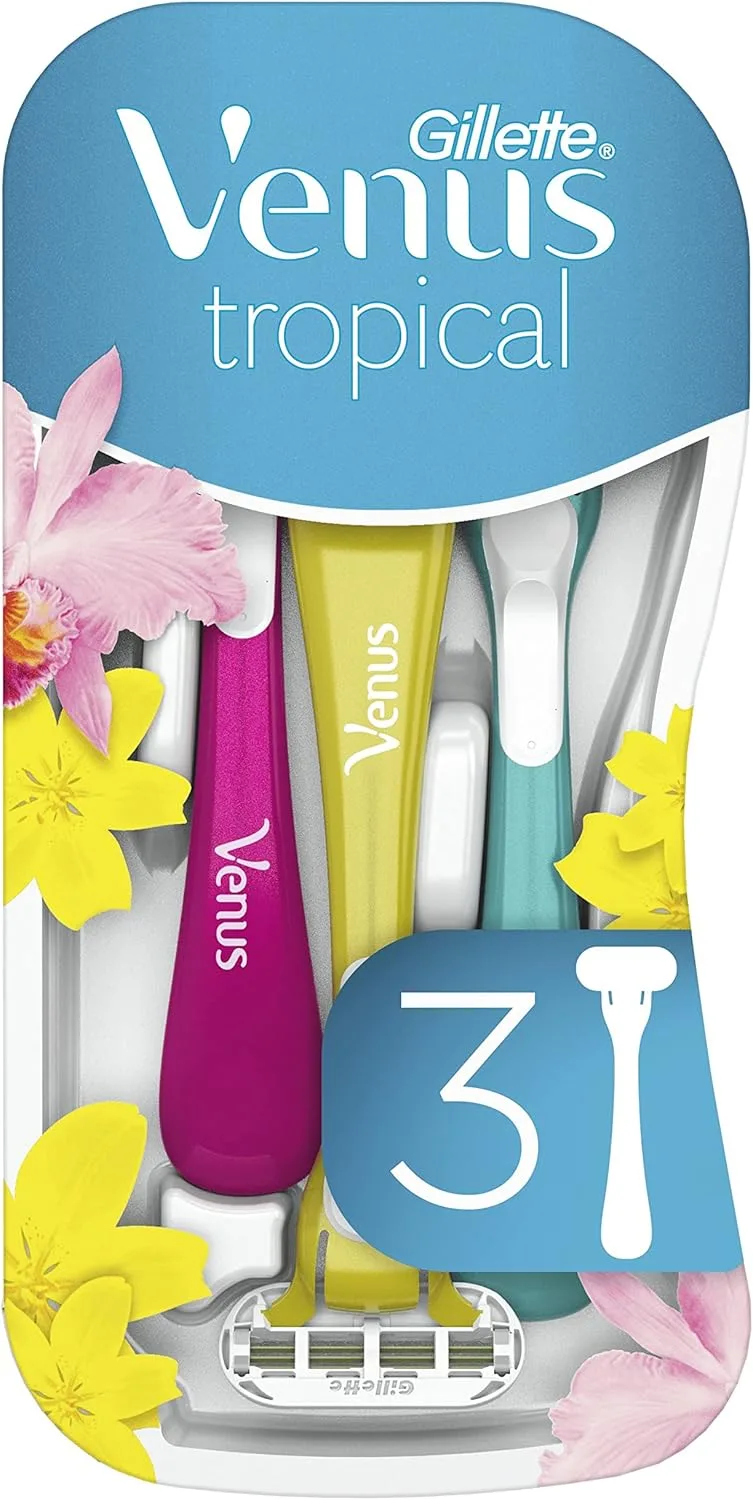 Gillette Venus ▫️ Venus Tropical Women's Disposable Hair Removal Razor, Pack Of 3, Lâminas de barbear
