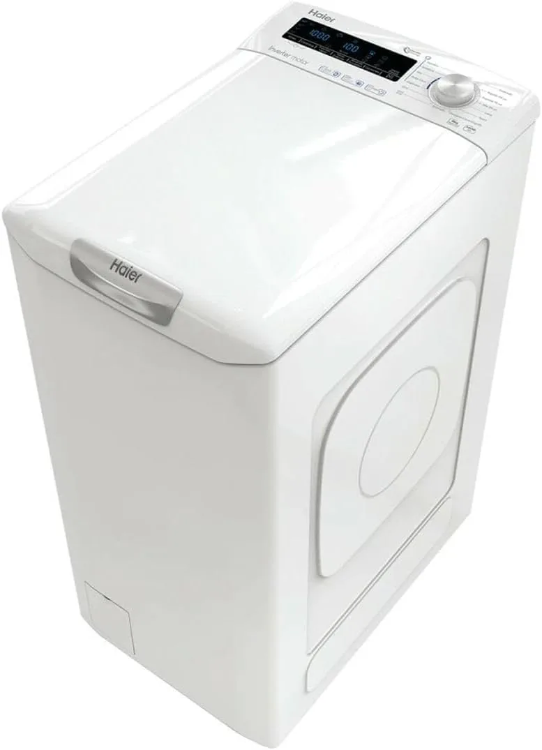 Haier ▫️ RTXSG48TMCE-37- Máquina de lavar roupa de carga superior 8KG, 5 ciclos Steam Plus, Motor Inverter, Tratamento Antibacteriano, 1400 RPM, Abertura Suave, Detetor Automático KG, Classe B