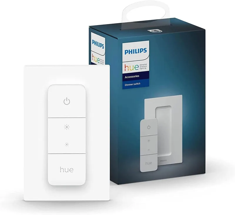 Philips Hue Dimmer Switch Wireless Smart Switch V2 (sem instalação, exclusivamente para luzes Philips Hue) para iluminação interior, sala de estar, quarto, etc.