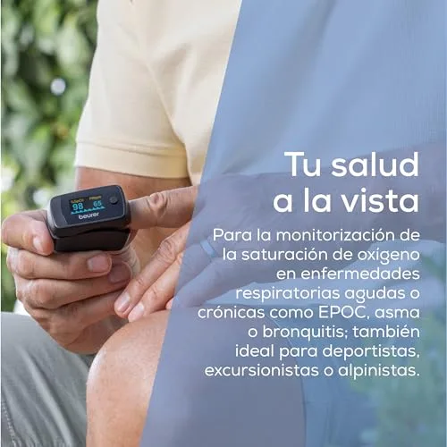 Beurer ▫️ PO 45 Oxímetro de pulso, medição da saturação de oxigénio (SpO₂), da frequência cardíaca (pulso) e do índice de perfusão (PI), utilização indolor, ecrã a cores 6