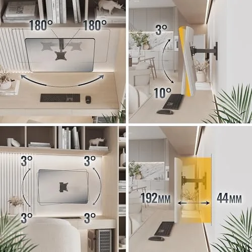 RICOO ▫️ Suporte de parede para monitor, giratório e inclinável, para ecrãs de 13-27" (33-69 cm) S7411, braço suspenso universal para televisores LED e LCD, compatível com VESA 75x75 e 100x100 3