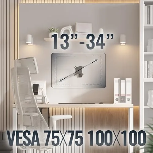 RICOO ▫️ Suporte de parede para monitor, giratório e inclinável, para ecrãs de 13-27" (33-69 cm) S7411, braço suspenso universal para televisores LED e LCD, compatível com VESA 75x75 e 100x100 4