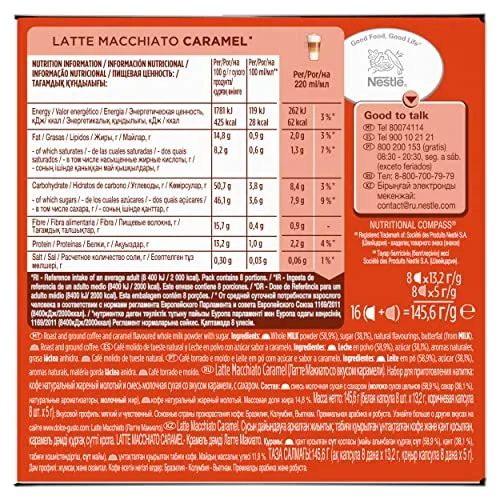 Nescafé Dolce Gusto ▫️ Latte Macchiato Caramelo - Cápsulas de café, 48 cápsulas (3 x 16), 8 chávenas de café (24 cápsulas por chávena) - Sabor a caramelo - Originais para máquinas de café Dolce Gusto 2