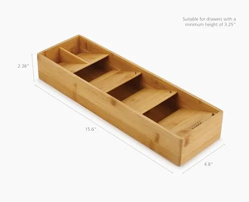 Joseph Joseph ▫️ Drawer Store - Organizador compacto para gavetas de talheres, 5 compartimentos, capacidade para mais de 24 peças - Bambu 2