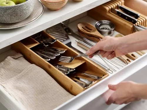 Joseph Joseph ▫️ Drawer Store - Organizador compacto para gavetas de talheres, 5 compartimentos, capacidade para mais de 24 peças - Bambu 4