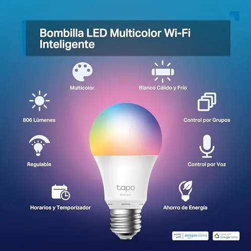 Tapo ▫️ L530E (Conjunto de 2) - Lâmpada inteligente Wi-Fi, RGB multicolorida, 800 lm, E27 2
