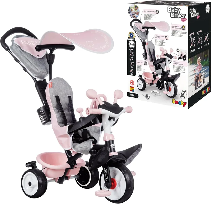 Smoby ▫️ Triciclo Baby Driver Confort Rosa (741501)