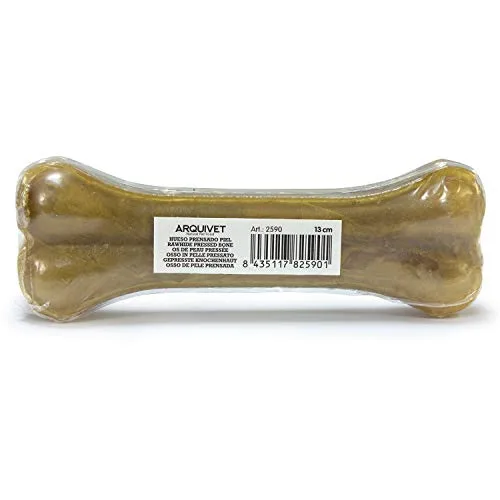 Arquivet ▫️ Osso prensado de pele de vaca 100% natural para cães - 13 cm - Caixa completa com 60 unidades embaladas em película retrátil - Snacks naturais - Guloseimas, prémios, recompensas, petiscos para cães 4