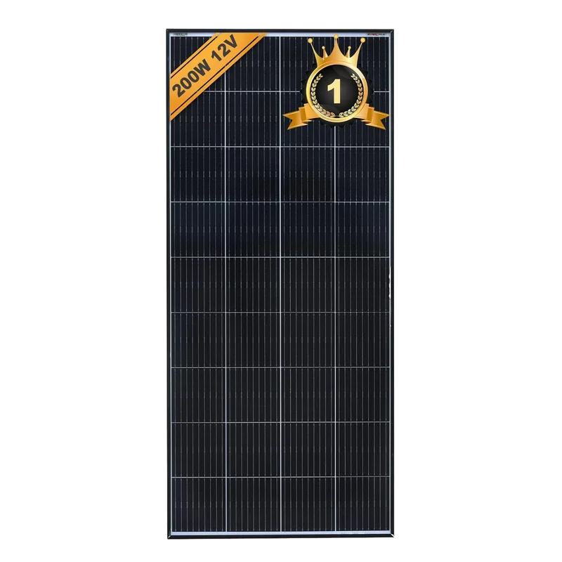 enjoy solar ▫️ Painel Solar Monocristalino ® 200 W 12 V, PERC 9BB – Ideal para autocaravanas, instalações em varandas, casas de jardim e embarcações (moldura preta)