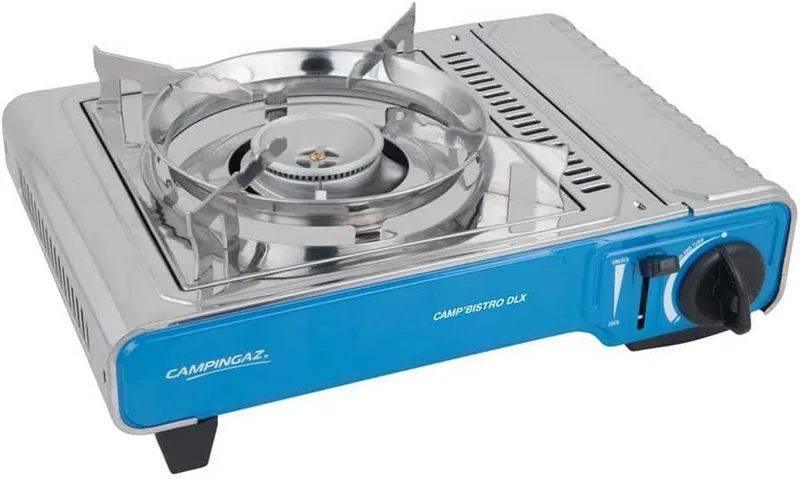 CAMPINGAZ ▫️ Camp Bistro DLX - Fogão a gás, fogão de campismo compacto com ignição piezoeléctrica, fogão de cartucho robusto com proteção contra sobreaquecimento, cor azul, tamanho único