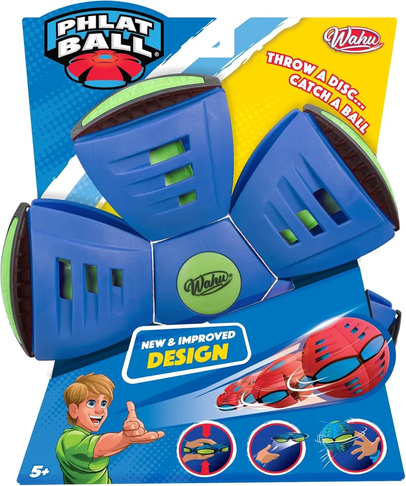 Goliath ▫️ Wahu - PHLAT BALL Classic - Cor aleatória - Frisbee voador transformável em bola - Brinquedos de exterior para crianças a partir dos 5 anos - Bola 15,7cm - Frisbee 22,9cm - Prenda para crianças - 2+ jogadores