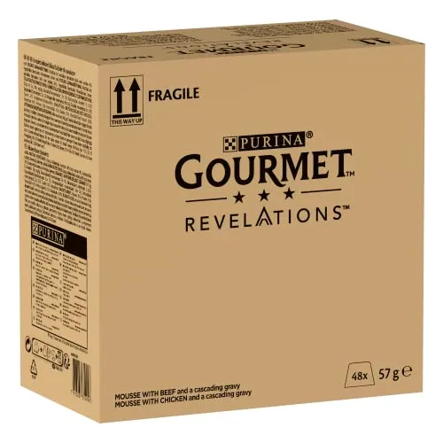 Gourmet ▫️ PURINA Revelations Mousse, Comida húmida para gatos em molho, Frango e Vitela, 48 unidades (48 x 57 g) 2