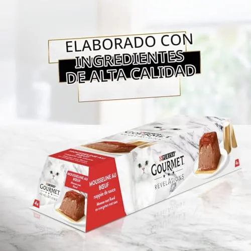 Gourmet ▫️ PURINA Revelations Mousse, Comida húmida para gatos em molho, Frango e Vitela, 48 unidades (48 x 57 g) 6