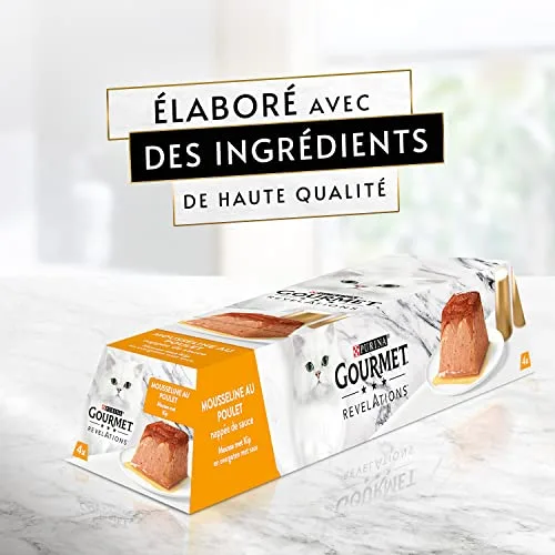 Gourmet ▫️ PURINA Revelations Mousse, Comida húmida para gatos em molho, Frango e Vitela, 48 unidades (48 x 57 g) 7