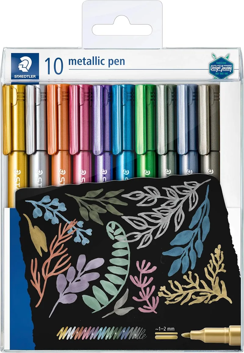 STAEDTLER ▫️ 8323 Marcadores metálicos – 10 cores, 1–2 mm