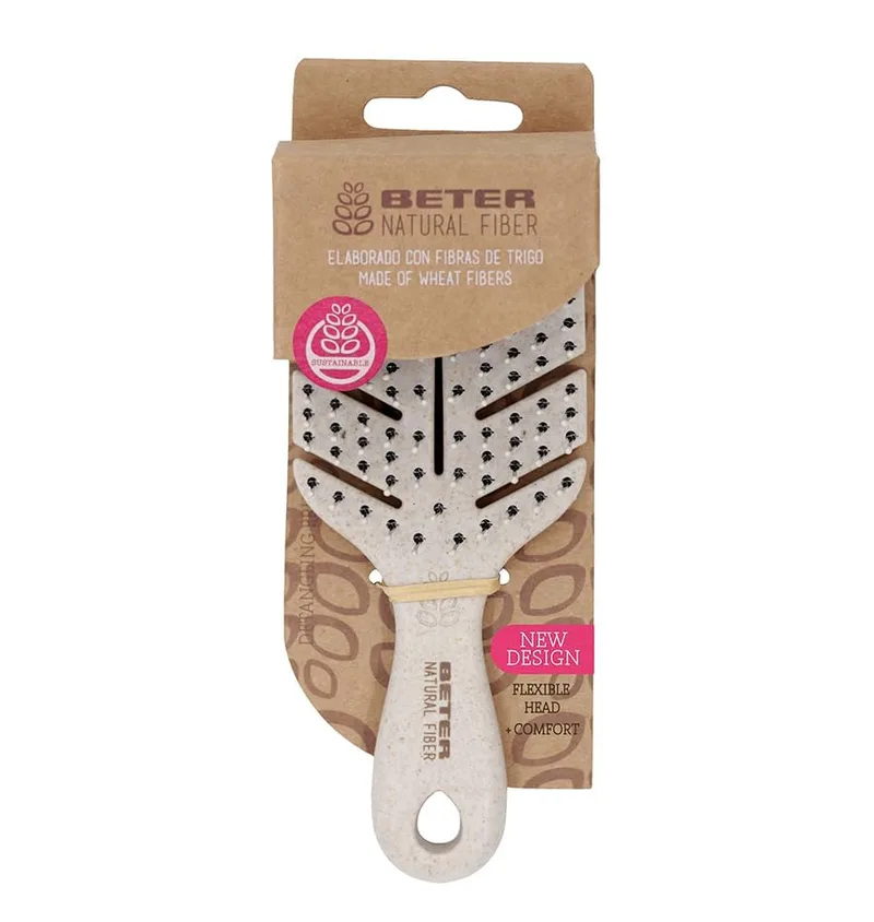 Beter ▫️ Escova de cabelo «Esqueleto» anti-puxões Natural Fiber MINI, fabricada à base de fibras de trigo, com propriedades desembaraçantes, anti-emaranhamento e anti-quebra, para um penteado suave e sem puxões, adequada para todos os tipos de 2