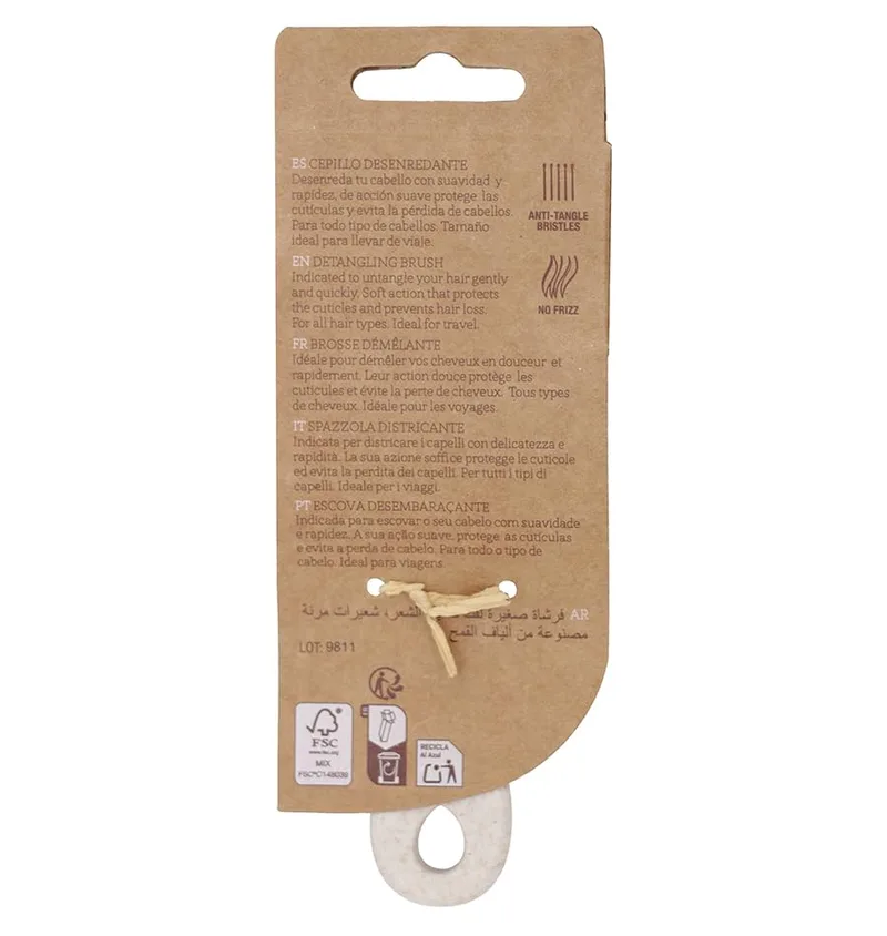 Beter ▫️ Escova de cabelo «Esqueleto» anti-puxões Natural Fiber MINI, fabricada à base de fibras de trigo, com propriedades desembaraçantes, anti-emaranhamento e anti-quebra, para um penteado suave e sem puxões, adequada para todos os tipos de 3