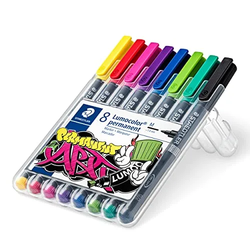 STAEDTLER ▫️ 317 WP8-1 Lumocolor Permanent Art. Estojo exclusivo em caixa com 8 marcadores de tinta permanente, cores variadas 2