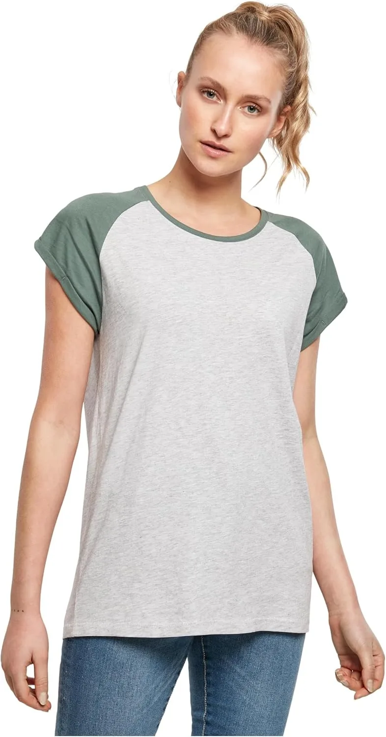 Urban Classics ▫️ T-shirt de manga curta para mulher, t-shirt raglan, gola larga, em várias cores e tamanhos Xs - 5Xl