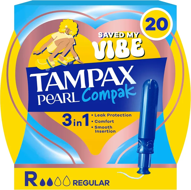 Tampax ▫️ Tampões Compak Pearl, normais com aplicador, embalagem de 1 (16 tampões), proteção contra fugas e discrição ()
