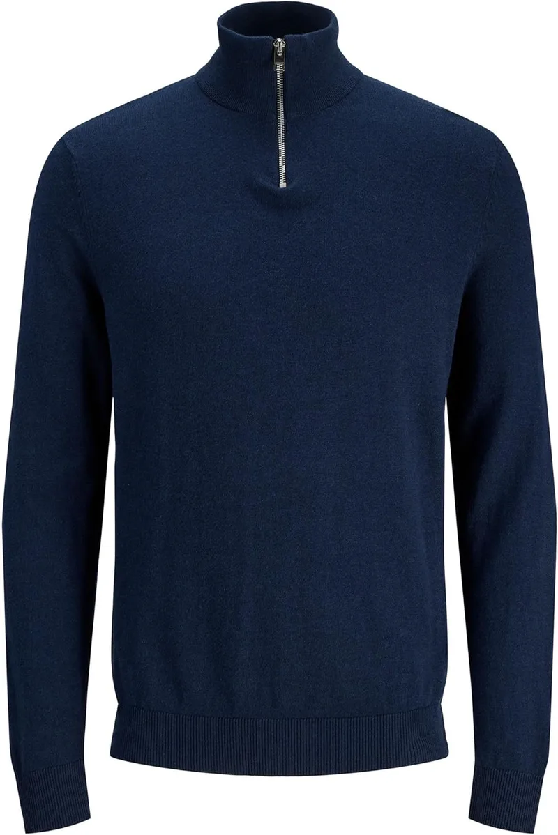JACK & JONES ▫️ Sweatshirt de malha com fecho de correr e gola alta para homem