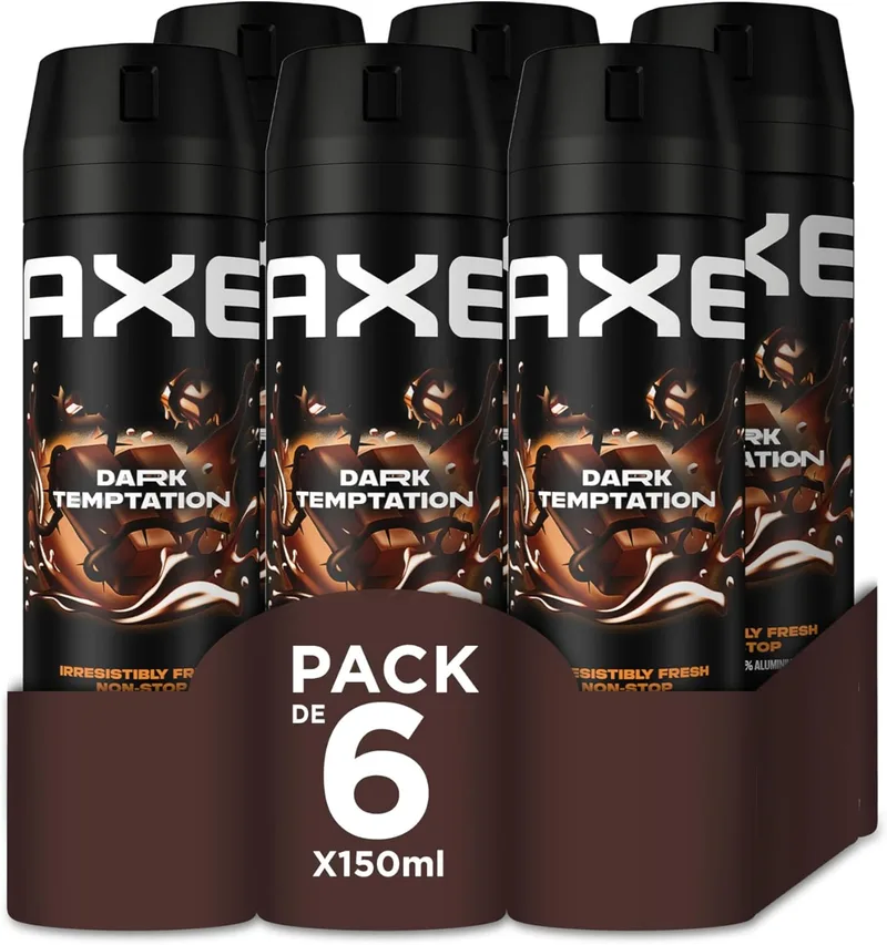 AXE ▫️ Desodorizante Dark Temptation - 150 ml - Embalagem de 6 unidades.