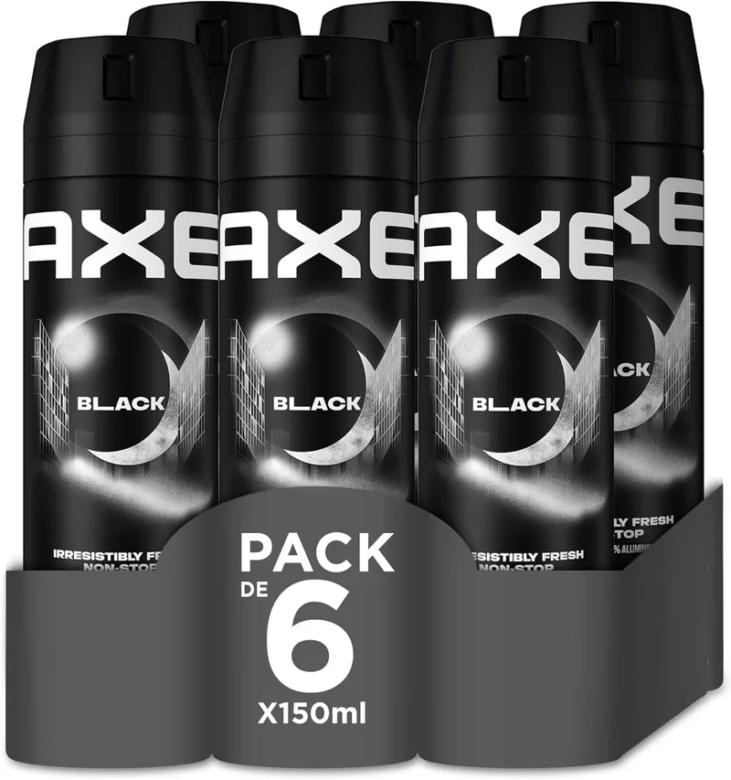 AXE ▫️ Desodorizante Bodyspray Black 150 ml, embalagem de 6 unidades.