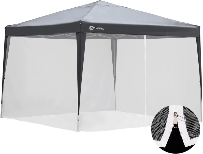 Sekey ▫️ Rede mosquiteira para tenda 3 x 3 m, tenda não incluída, rede mosquiteira para gazebo com fecho de correr e tiras de velcro, branca