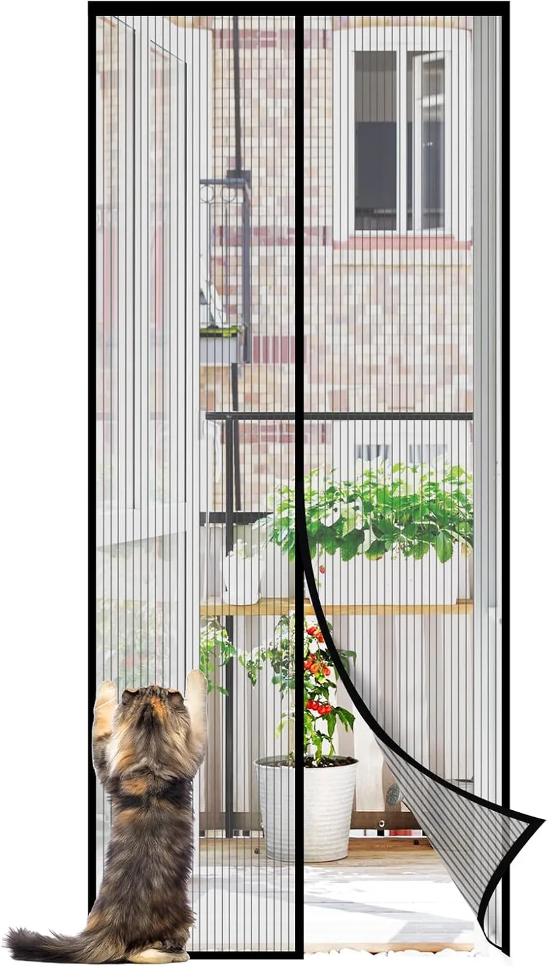 Sekey ▫️ Mosquiteiro magnético Poliéster reforçado resistente a garras de gato 110x220cm - Adesivo anti-insectos para varanda, terraço, cave, preto