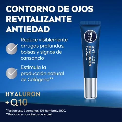 NIVEA MEN ▫️ Hyaluron Contorno dos Olhos Antienvelhecimento com Ácido Hialurónico (1 x 15 ml), creme antirrugas que reafirma a pele, creme para homem para uma pele com um aspeto mais jovem 2