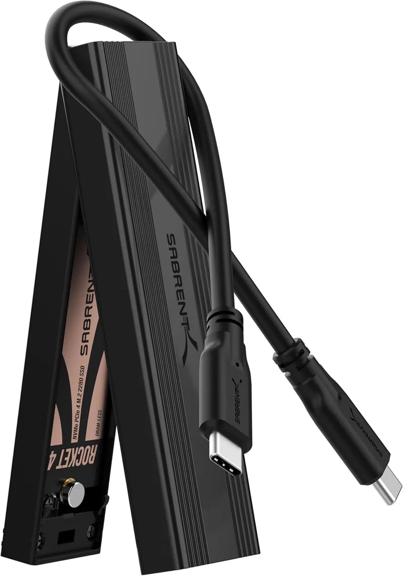 SABRENT ▫️ Enclosure M.2 NVMe PCIe e SATA USB 3.2 Type-C 10Gbps M e M/B Key, 2230/2242/2260/2280 Crucial P3, 990 Pro, WD, Ideal para Editores de Vídeo e Jogadores, Compatível com Mac, Windows e Linux [EC-SNVE] [EC-SNVE].